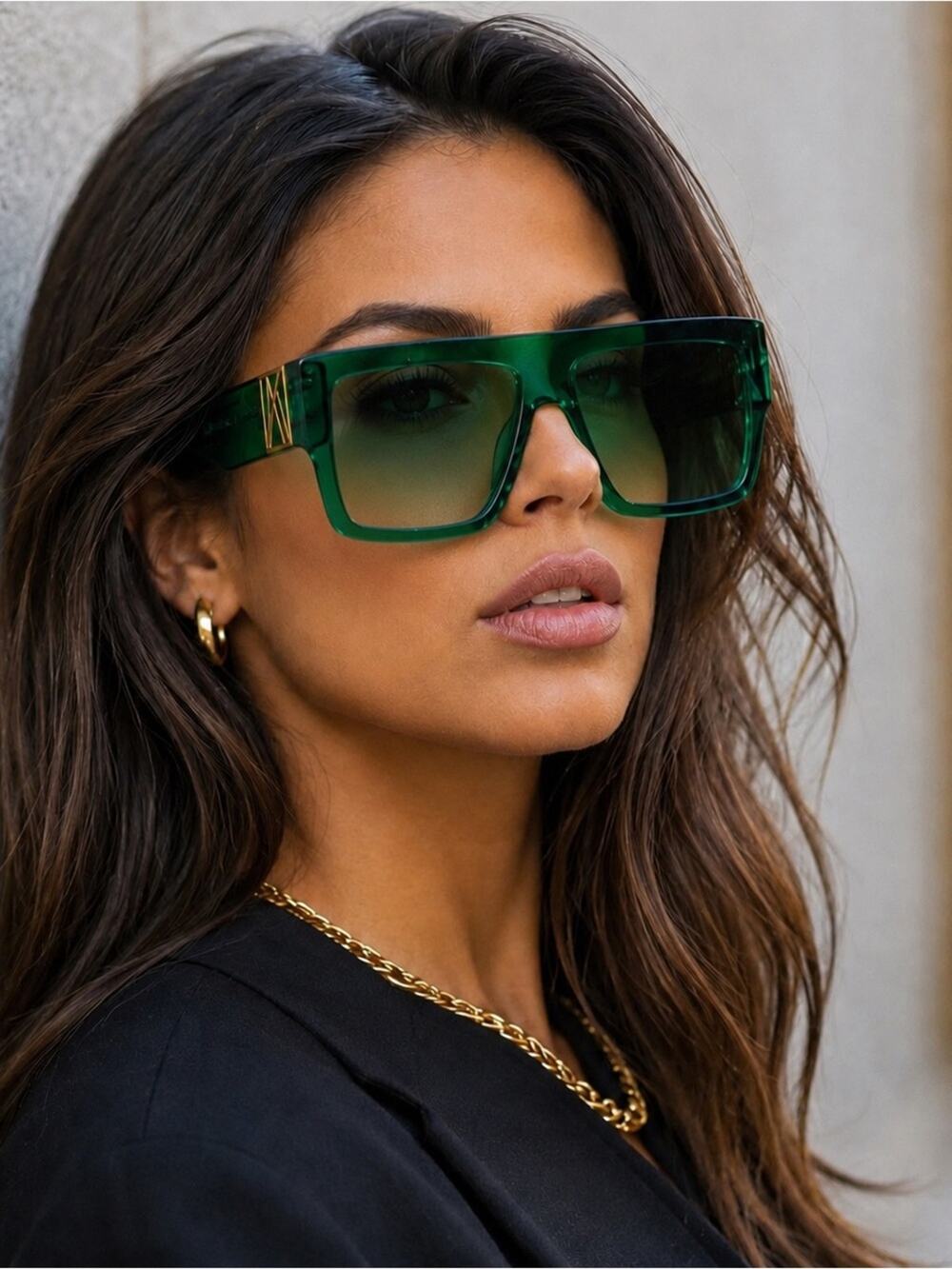 New Anna Karin Karlsson MR 3AM Stories Emerald Green Oversized Sunglasses